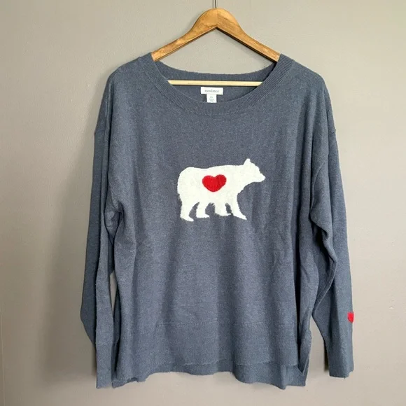Sundance Mighty Polar Bear Sweater in Blue Women's Size PL - Picture 1 of 9